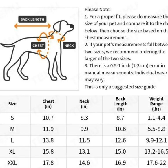 Waterproof Duomm Padded Dog Coat Orange, Warm All-Season Small & Medium Breed - Picture 4 of 16